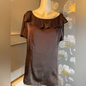 Banana Republic brown Blouse Raffles  Flared Sleeve Sz 14, Polyester